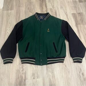Vintage Ralph Lauren Chaps Green and Black Bomber Jacket 80’s Streetwear